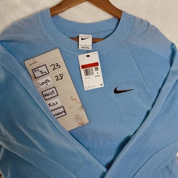 Nike Tour Men's Golf Sweater Pullover Blue/Black Size Large Dry-Fit Crewneck NWT